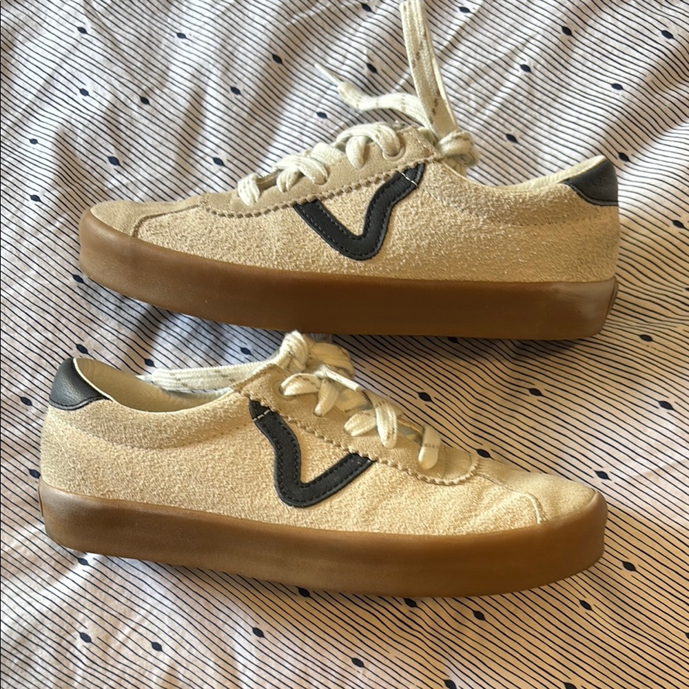 Vans! Cream and navy sneakers